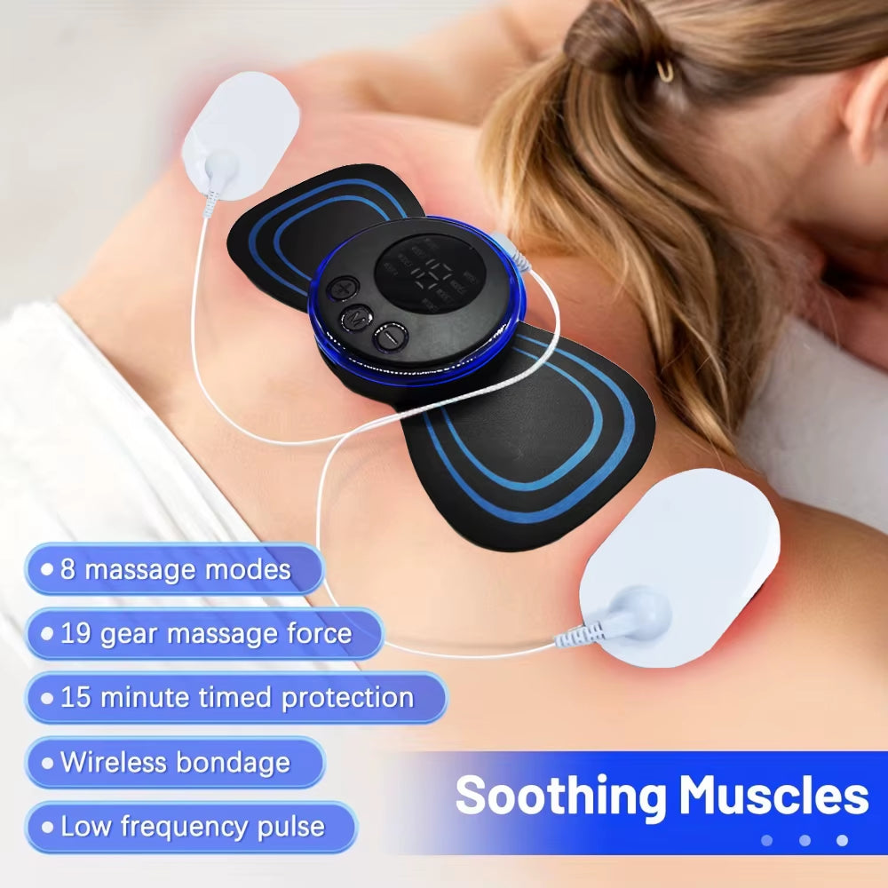 8 Modes Rechargeable Neck Massager with Remote Control EMS Low Frequency Pulse Massager for Muscle Relaxation Relief the Pain