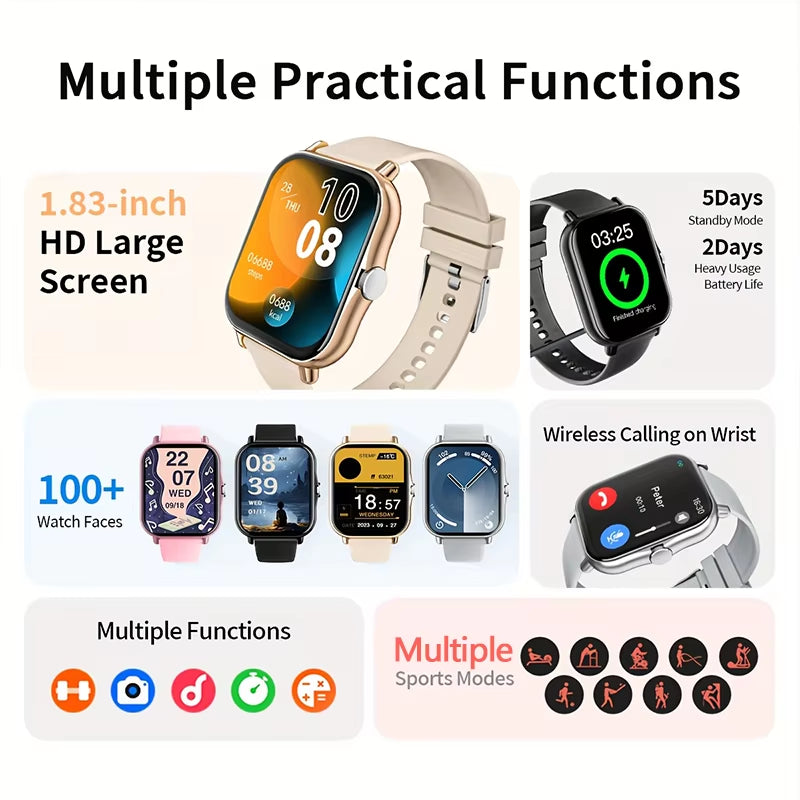 2025 New Smart Watch Bluetooth Call Message Reminder Man Woman Gift Full Touch Screen Sports Fitness Smart Watch